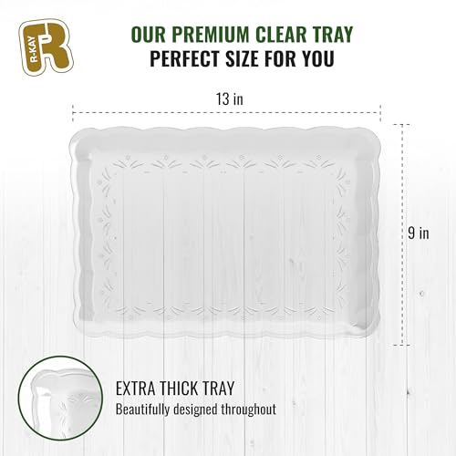6 Pack Clear Plastic Serving Trays for Party, 9 x 13 Inch - - Product Imagery