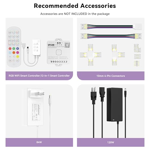 MIWISE RGB COB LED Strip Light 20ft/6.1m,Color Changing Dimmable - Product Imagery