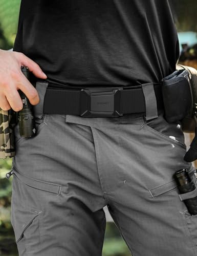 JUKMO Men's Stretch Tactical Belt, 1.5" Elastic Nylon Web with - Product Imagery