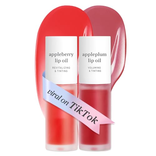 NOONI Korean Lip Oil Set - Appleberrry & Appleplum - Plumping - Product Imagery