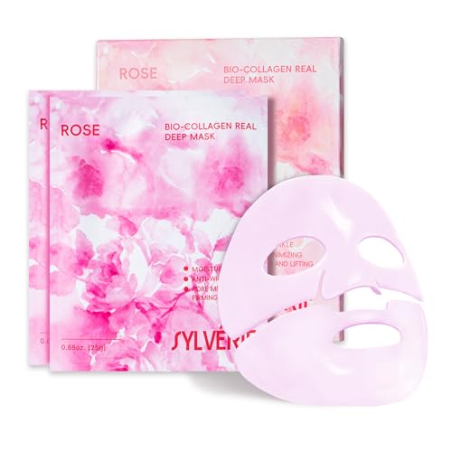 Rose Bio-Collagen Deep Hydrating Face Masks, 2 Pack Sheet Masks - Product Imagery