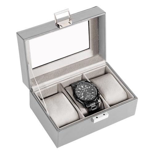 ProCase Watch Box, 3 Slot Mens Watch Display Case, Grey - Product Imagery