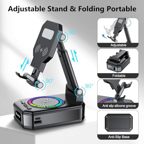 Wireless Charger Phone Stand with Bluetooth Speaker, Birthday - Product Imagery