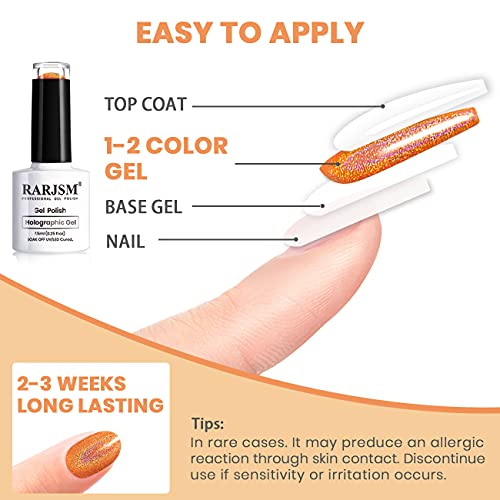 RARJSM Holographic Nail Polish Classic Orange Gel Polish Soak - Product Imagery