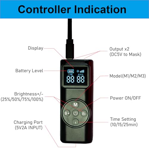Red Light Therapy Mask for Face, Black - Product Imagery