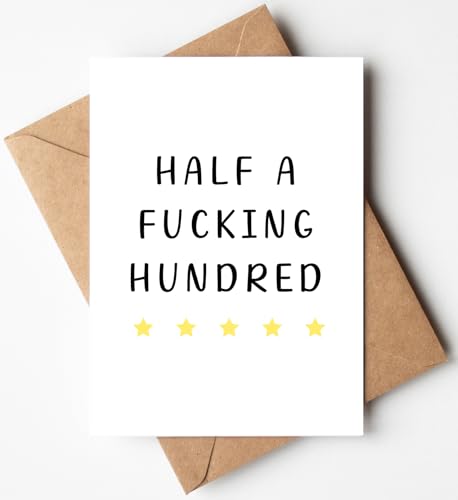 Half a Hundred Birthday Card - Funny 50th Birthday Gifts for - Product Imagery