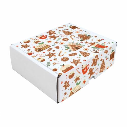 Gingerbread Holiday Collection Print Corrugated Mailer Boxes, - Product Imagery