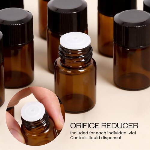 Beauticom 2ML Amber Glass Vial 60 Pieces with Orifice Reducer - Product Imagery