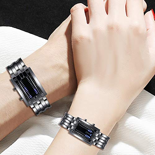 JewelryWe Mens Womens Digital Watch LED Binary Watches 30M - Product Imagery