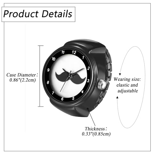 JewelryWe Quartz Casual Finger Watch: Unisex Luxury Stainless - Product Imagery