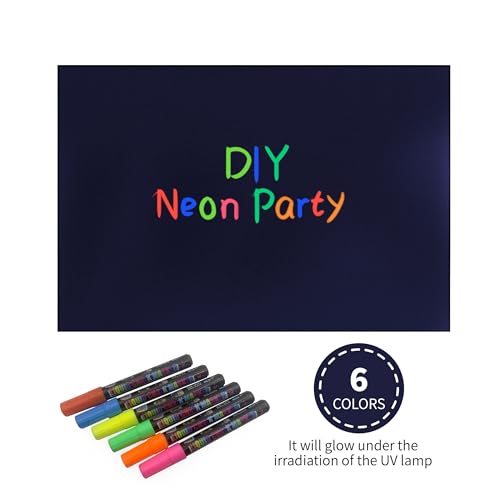 UV Neon Photography Background with 6 Fluorescent Colored Pens - Product Imagery