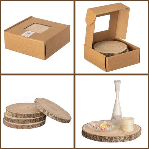 Vintiquewise Set of 4 Rustic Wood Slices Round Multi Purpose - Product Imagery