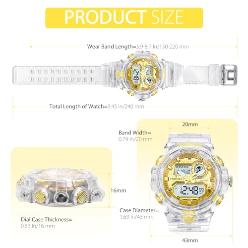 Womens Watch for Women Digital Sports Watch,7 Color LED Light - Product Imagery