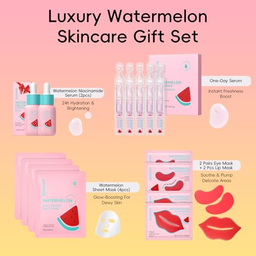 Watermelon & Niacinamide Skincare Set for Women Teens Girls, - Product Imagery