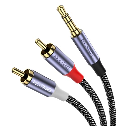 MOSWAG 3.5mm to RCA Cable Headphone to RCA Cable AUX to RCA Audio by MOSWAG - Angle View 1
