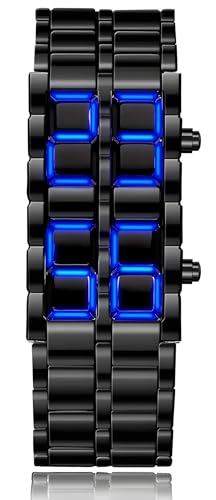 Gosasa Men's Lava Style Stainless Steel Watch Red Blue LED - Product Imagery