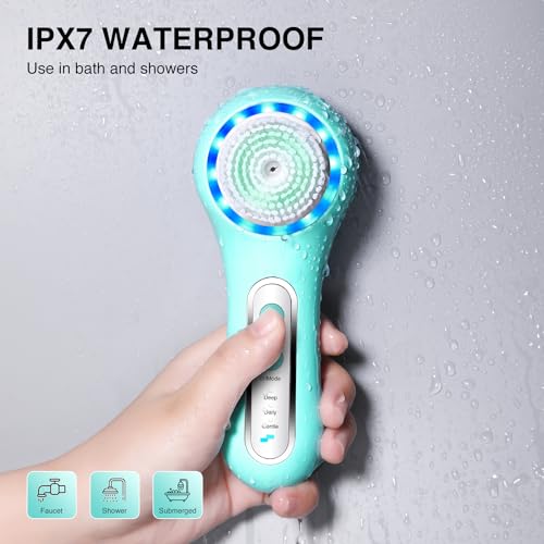 Electric Facial Cleansing Brush, 2-Way Rotating Face Scrubber - Product Imagery