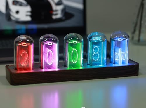 Nixie Tube Clock with Wi-Fi SYNC, Alarm & Timer, 12/24H Display, - Product Imagery