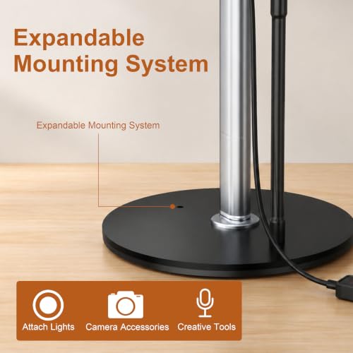 Mistriddle Aluminum Telescopic Overhead Phone Stand with USB - Product Imagery