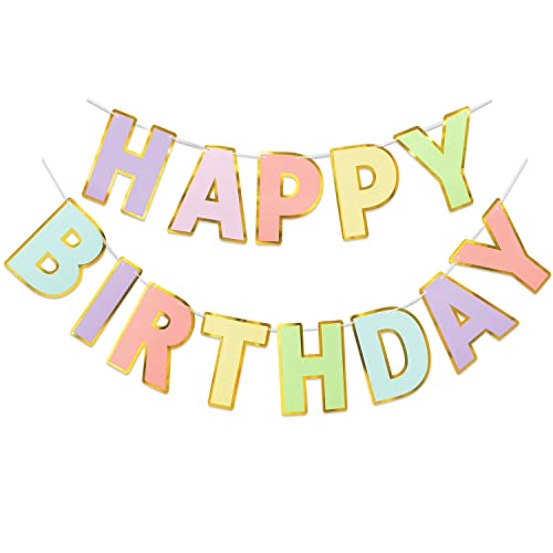 Pre-Strung Happy Birthday Banner - Pastel Macaron Party - Product Imagery