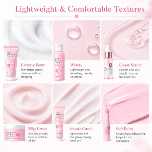 Sakura Skin Care Set for Kids Teen Girls, 14 PCS Daily Gentle - Product Imagery