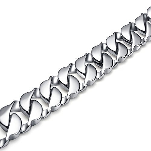 Mens Stainless Steel Power Link Bracelet Sturdy Chain Style - Product Imagery