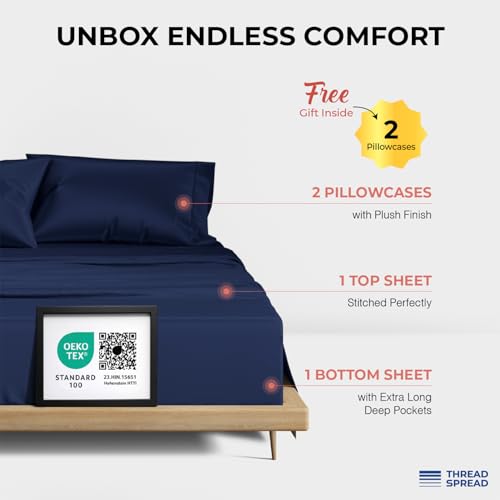 THREAD SPREAD 100% Egyptian Cotton Sheets California King Size - - Product Imagery