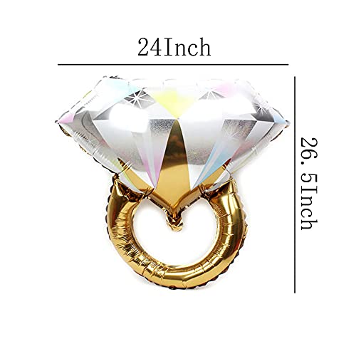 2Pcs Diamond Ring Aluminum Balloon,Wedding Bridal Shower - Product Imagery