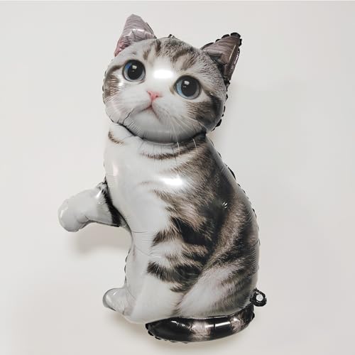18PCS Gray Tabby Cat Balloon Set – Giant Kitten Foil Balloon, - Product Imagery