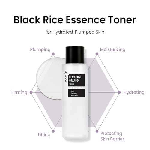 coxir Black Snail Collagen Toner, Korean Hydrating Essence, 5.07 - Product Imagery