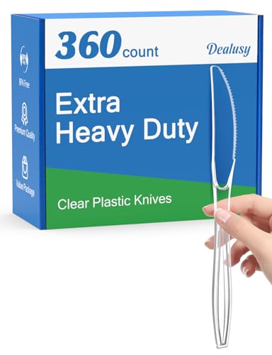 Dealusy 360 Count Extra Heavy Duty Clear Plastic Knives - Product Imagery