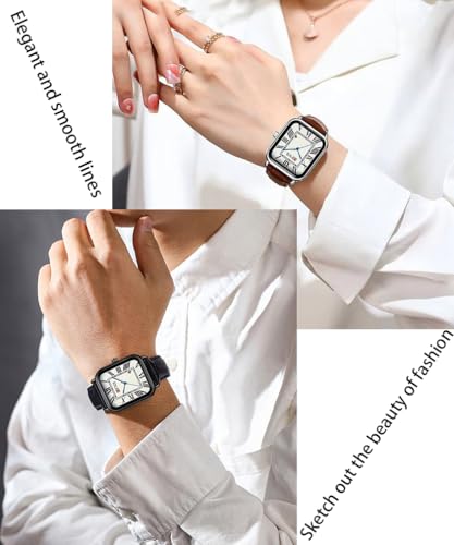 Men Women Retro Square Quartz Watch Business Casual Roman - Product Imagery
