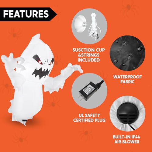 Joiedomi 4.5 FT Halloween Inflatable Ghost with Build-in LEDs, - Product Imagery