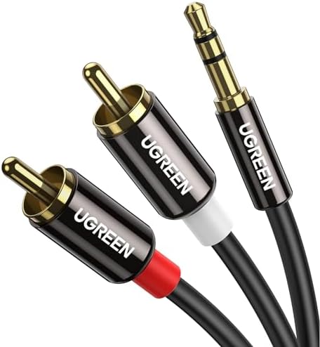 Elefair UGREEN 3.5mm to RCA cable, 6.6ft audio adapter with RCA male and auxiliary connectors for HiFi sound quality