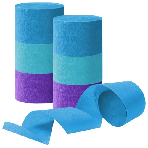 Blue and Purple Crepe Paper Streamers, Party Streamer - Product Imagery