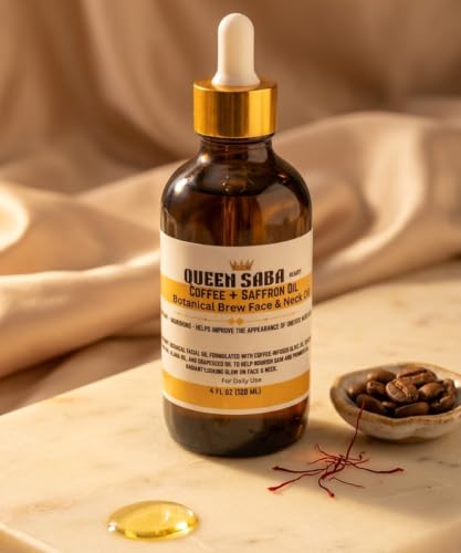 Coffee Saffron Face Neck Oil Botanical Brew Even Tone - QUEEN SABA Beauty Official Imagery - 1
