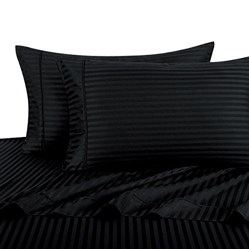 Royal Hotel Striped Black 300-Thread-Count 4pc King Bed Sheet - Product Imagery
