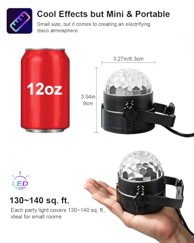 Sound Activated Party Lights with Remote DJ Lighting, Disco Ball - Product Imagery