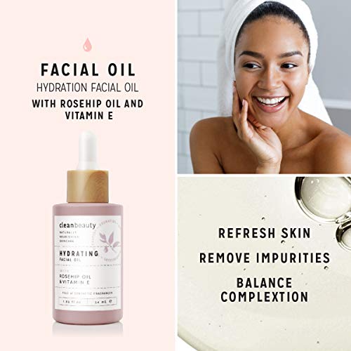 Clean Beauty Hydrating Rose Petal Facial Oil with Rosehip Oil & - Product Imagery