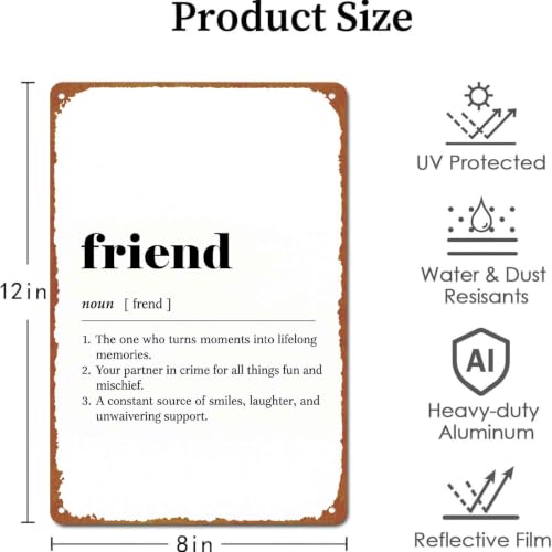 8x12 Inch Aluminum Friend Definition Wall Art Print, Vintage - Product Imagery