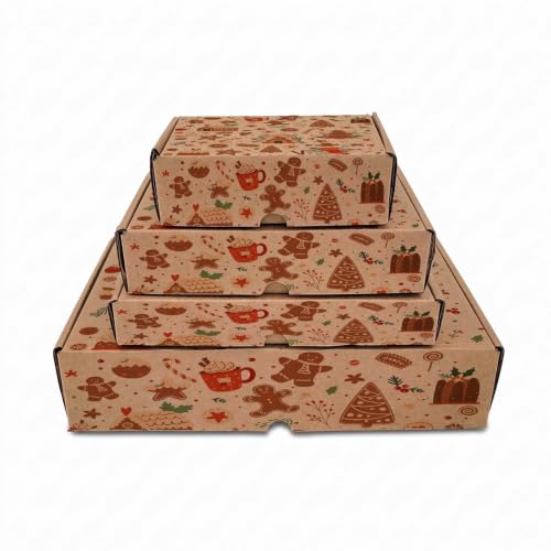 Gingerbread Holiday Collection Print Kraft Corrugated Mailer Box - Product Imagery