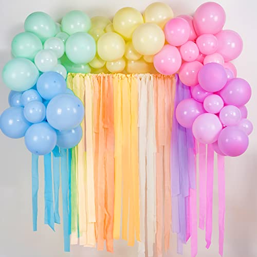 PartyWoo Pastel Crepe Paper Streamers 6 Rolls 492 FT Streamers - Product Imagery