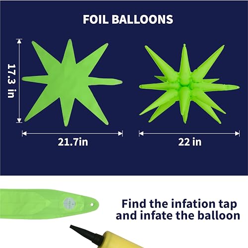 7Set 7Colors UV Neon Balloons Kit,Neon Foil Explosion Star - Product Imagery