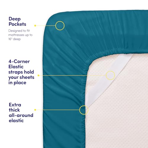 1500 Supreme Collection Queen Sheet Sets Teal - Luxury Hotel Bed - Product Imagery