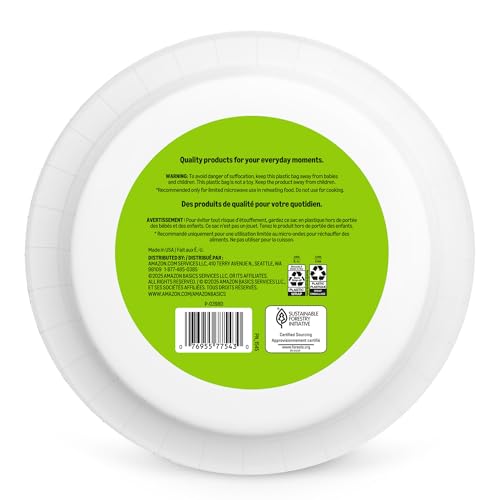 Amazon Basics Everyday Paper Plates, 10 Inch, Disposable, 150 - Product Imagery