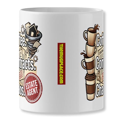 Estate Agent Coffee Mug - Coffee Contracts Chaos - Humorous Real - Product Imagery