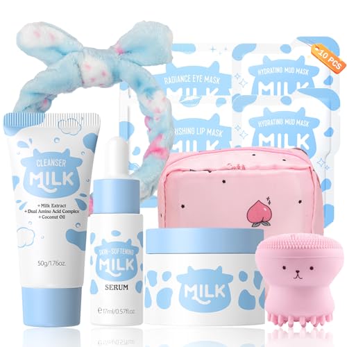 Milk Skincare for Kids, 10 PCS Teen Skin Care Kit with Cleanser, - Product Imagery
