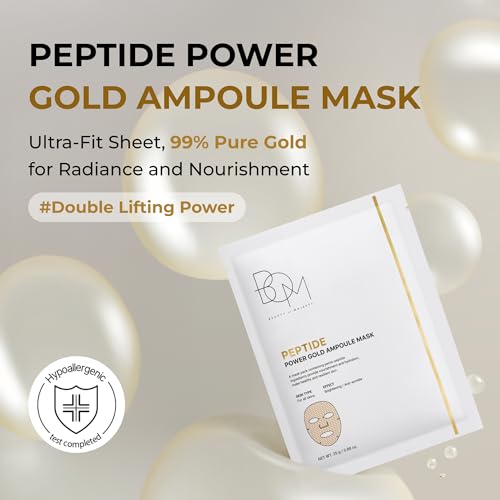 BOM Power Gold Ampoule Mask 0.88 oz, Peptide & Gold Sheet Mask - Product Imagery