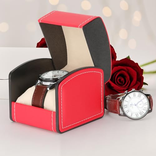 Luxury Single Watch Gift Box with Removable Pillow, PU Leather - Product Imagery