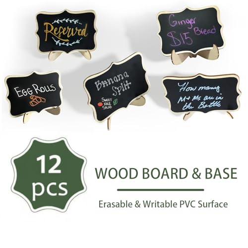 12pcs Mini Chalkboard Signs with Stand,Food Labels for Party - Product Imagery